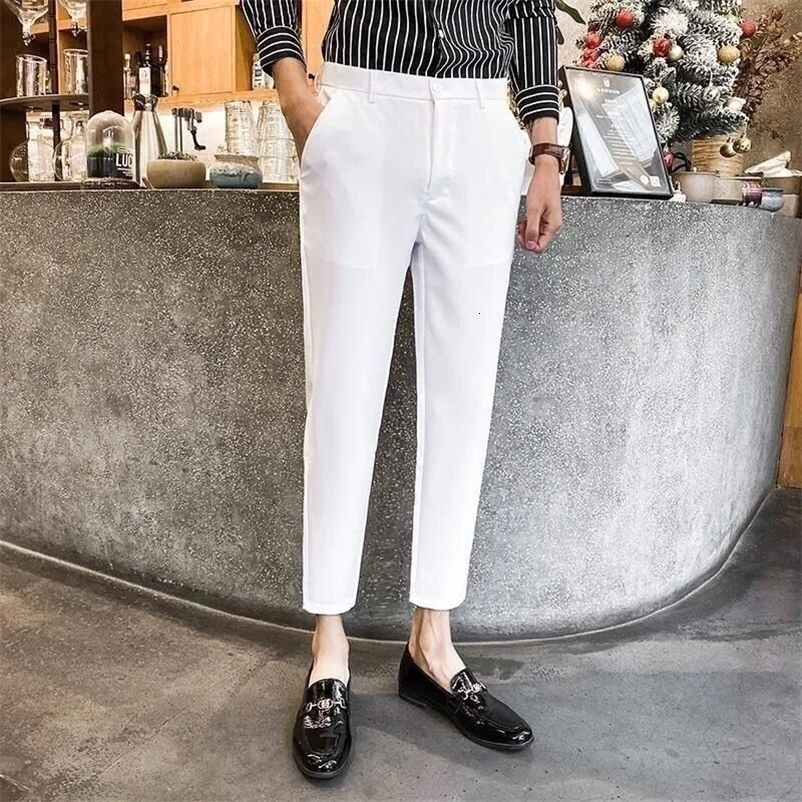 Mens Clothing Straight Simplicity Solid Color Zipper Button Pockets Capable Office Temperament Pants 260625 - view 3