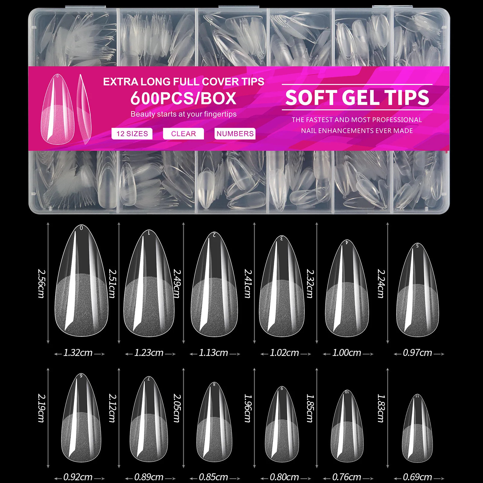 100/320/600Pcs Short Almond Nail Tips Soft Gel Nail Tips Full Cover False Nail Tips For Acrylic Nails Salon Home Press On Nails 260626 - view 4