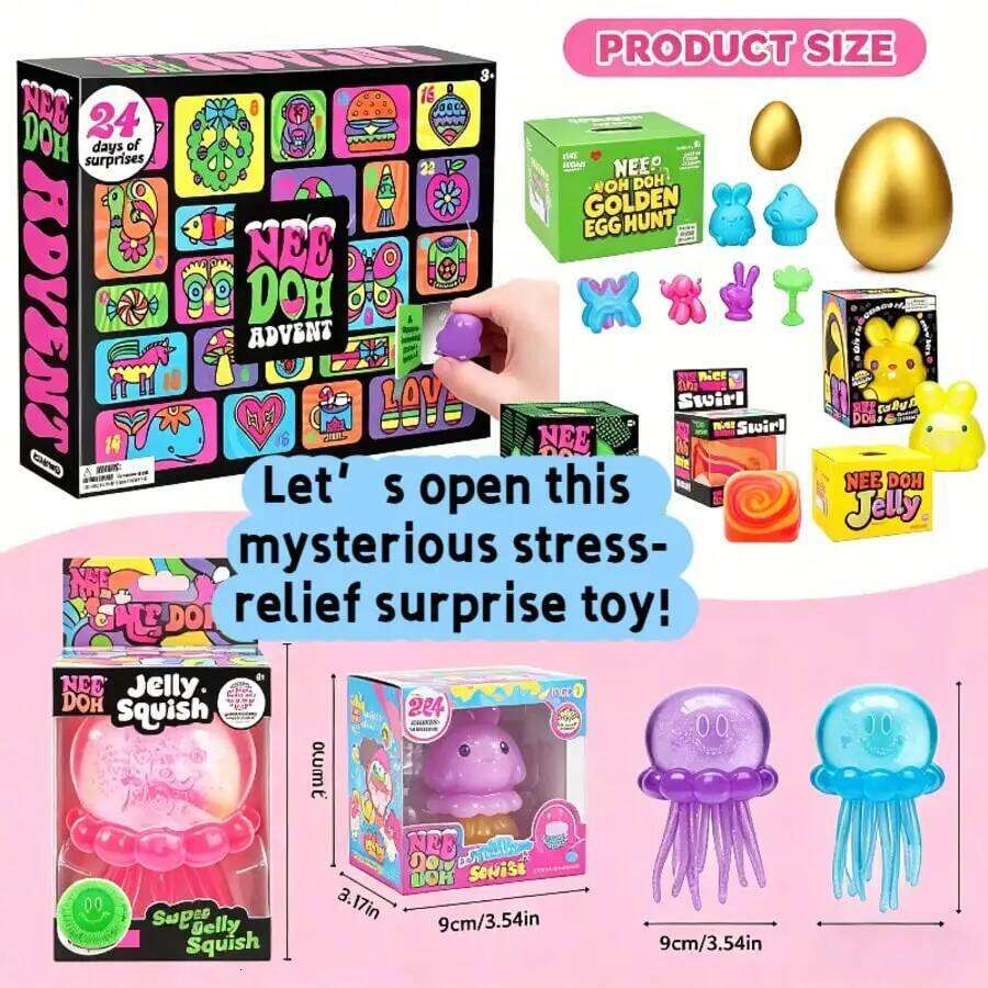 2026 New NeeDoh-Style Mystery Blind Box, Food & Jellyfish Squishies + Swirl Fuzz Stress Balls, Sensory Fidget Party Favor J260626 - view 4