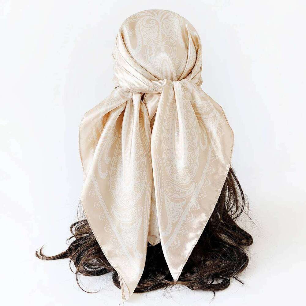 Square Silk Scarf Women Luxury 90cm Brand Satin Print Hijab Scarves Muslim Pareo Bandana Female Shawl Wrap Headband Foulard 26Y06226 - view 5