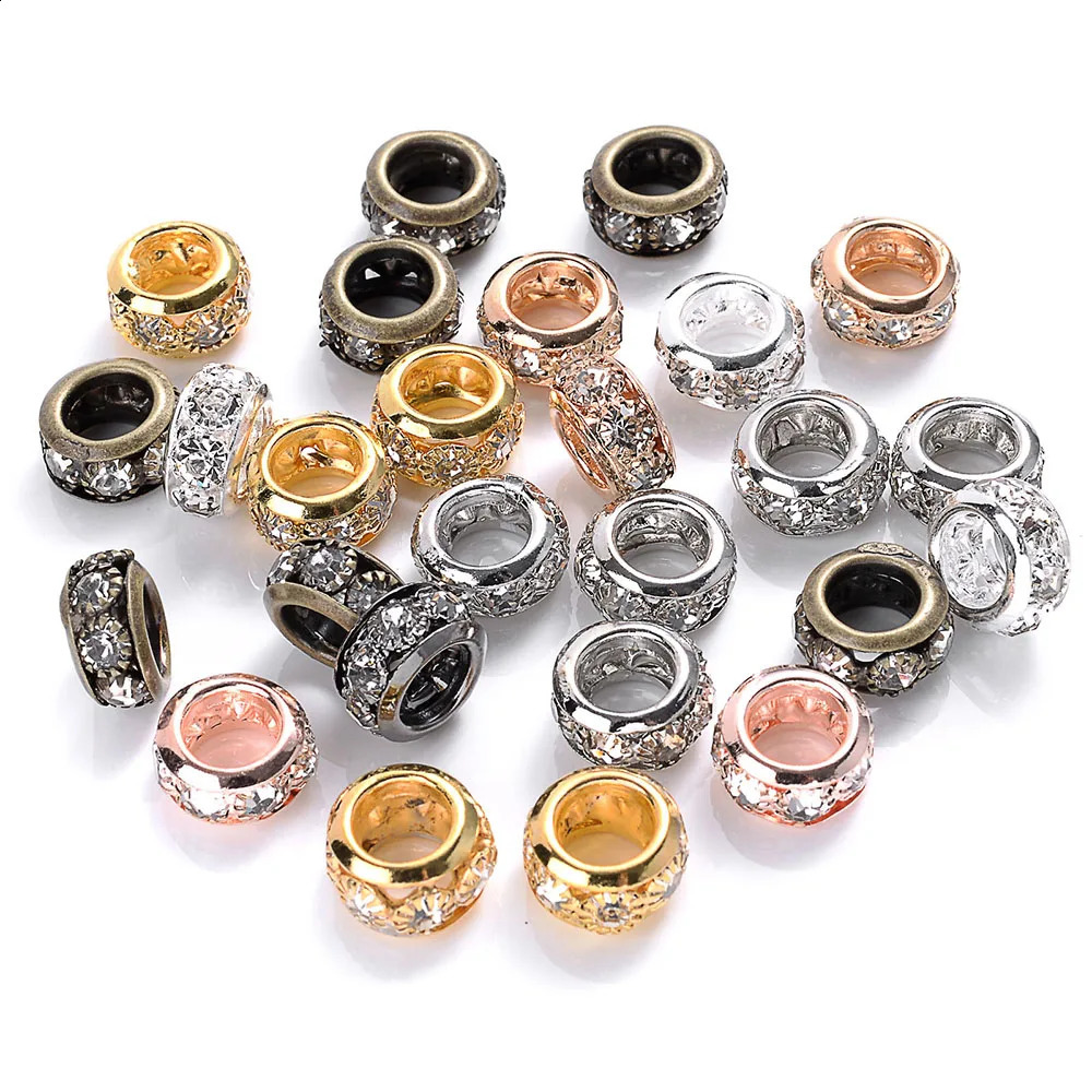 10-30pcs/lot Rhinestone Spacer Beads Round Gold Silver Metal Czech Crystal Beads for Jewelry Making DIY Bracelets Accessories 260623 - view 7