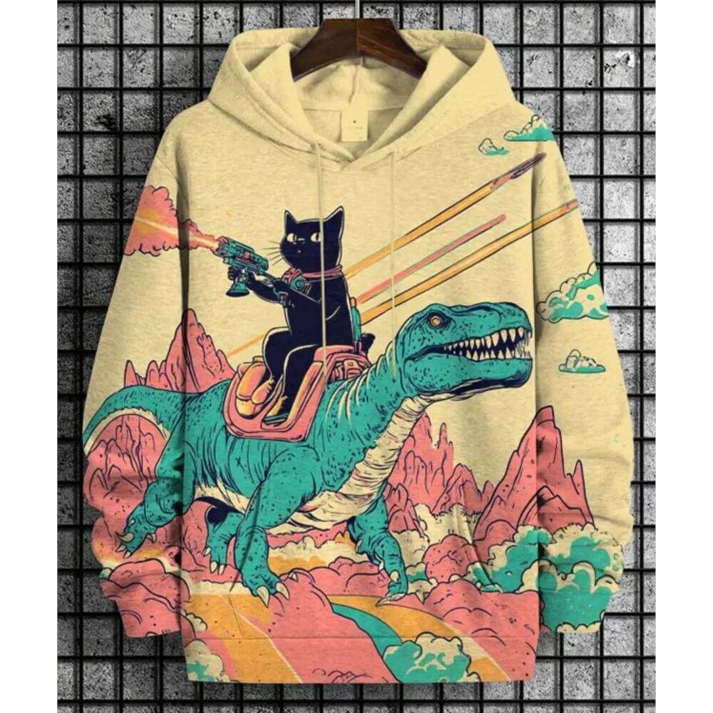 2026 Men's Hoodies Funny Cat Dinosaur UFO Art 3D Printed Cartoon Sweatshirt Men Women Tracksuit Oversized Casual Street Y2k Coat W260626 - view 7