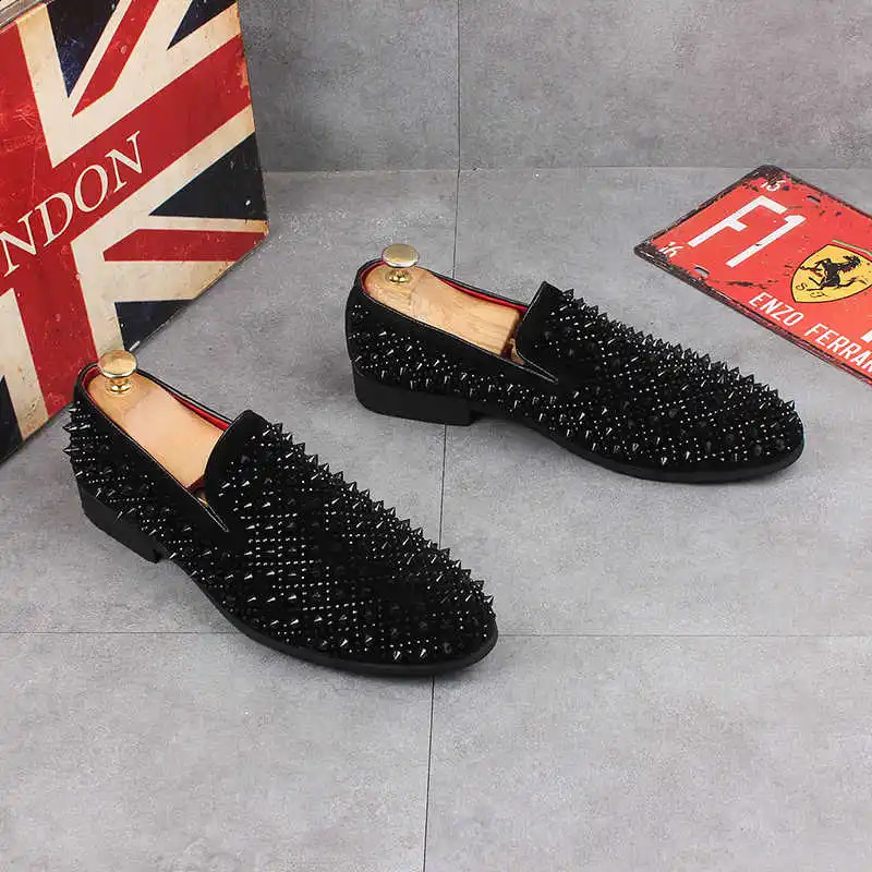 y Fashion Men Rivet Patchwork Casual Shoes Male Flats Loafers Homecoming Wedding Dress Prom Zapatillas Hombre 260624 - view 4