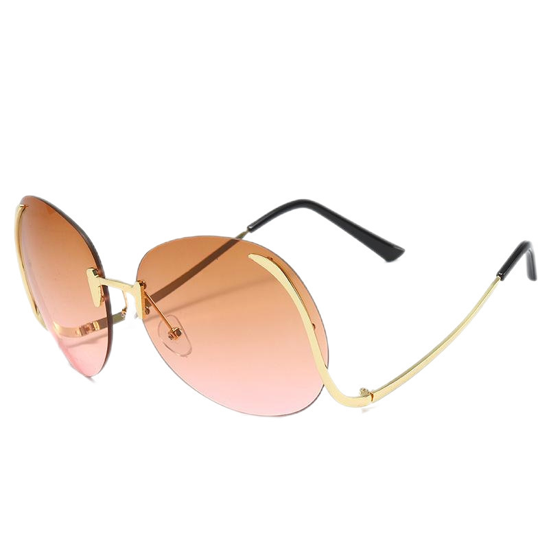 Oversized Sunglasses Large Frame Glasses Personality Trend Trendy Frameless Sunglasses New Model Ocean Lens Fashionable Metal For Women - view 8
