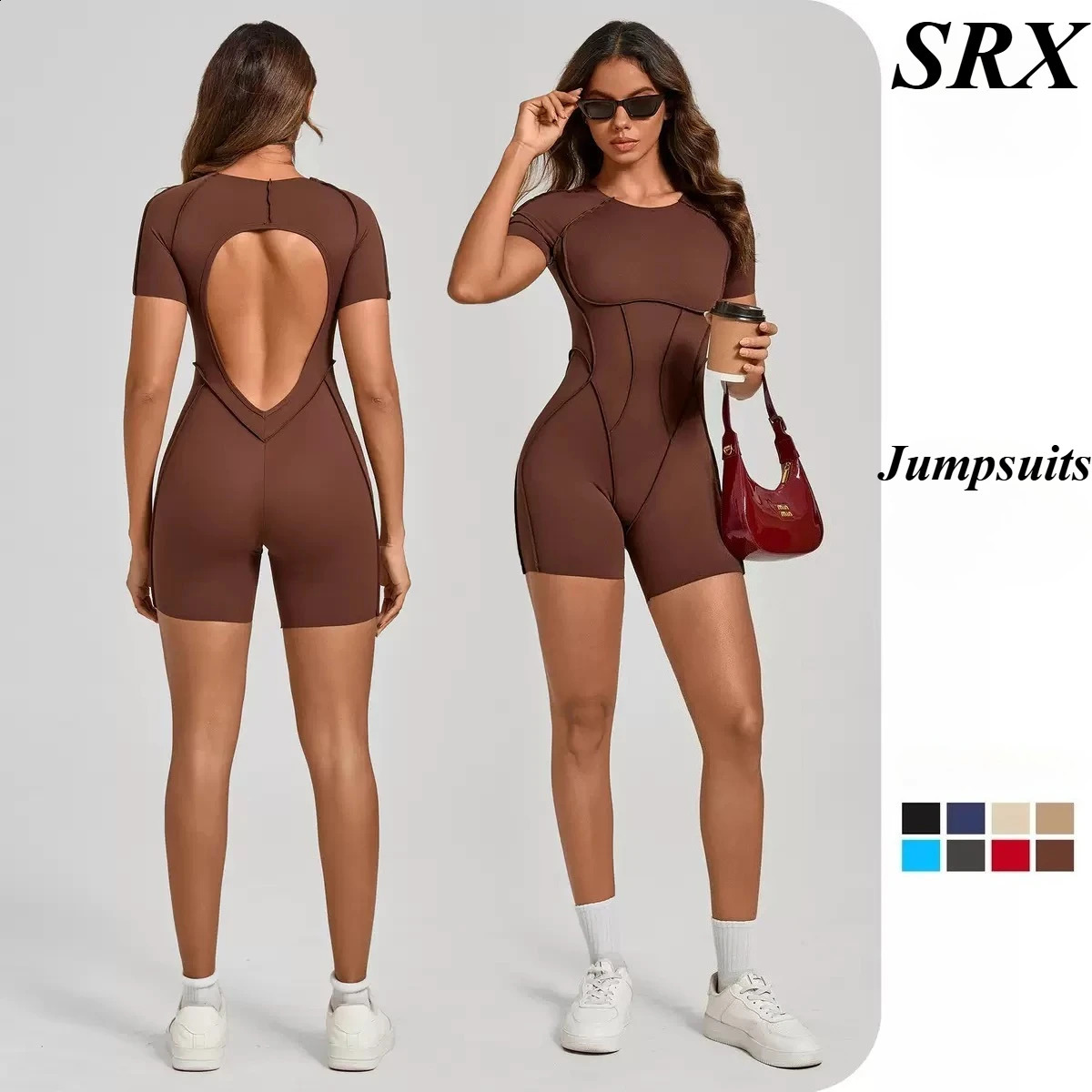 Seamless Yoga Jumpsuits Sports Fitness Splicing Hip-lifting One-Piece Hollow-out Beauty Back Gym Workout Bodysuits for Women 260626