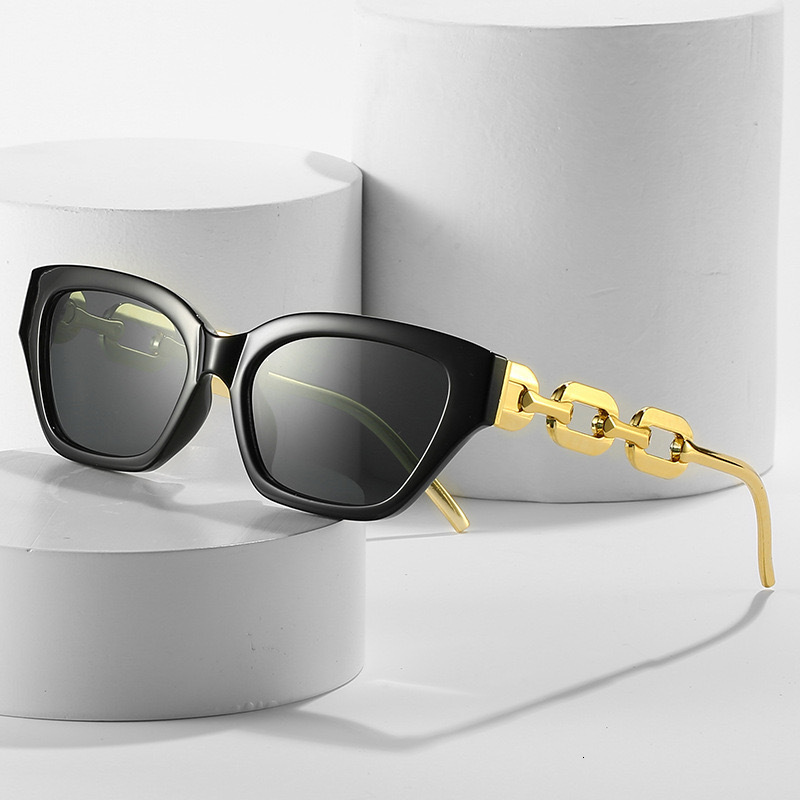 2026 Designer's Popular Cat Eye Sunglasses For Women Personalized Chain Retro Glasses Trendy Street Photography UV Protection Luxurious Sun Shadi - view 1