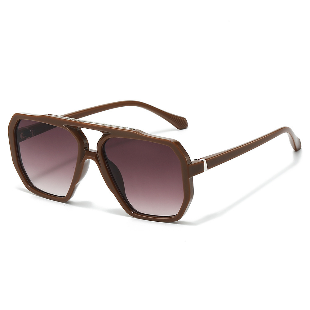 New Square Double Bridge Korean Retro Large Frame Pilot Trendy Ocean Lens Sunglasses Multi-Color Glasses - view 4