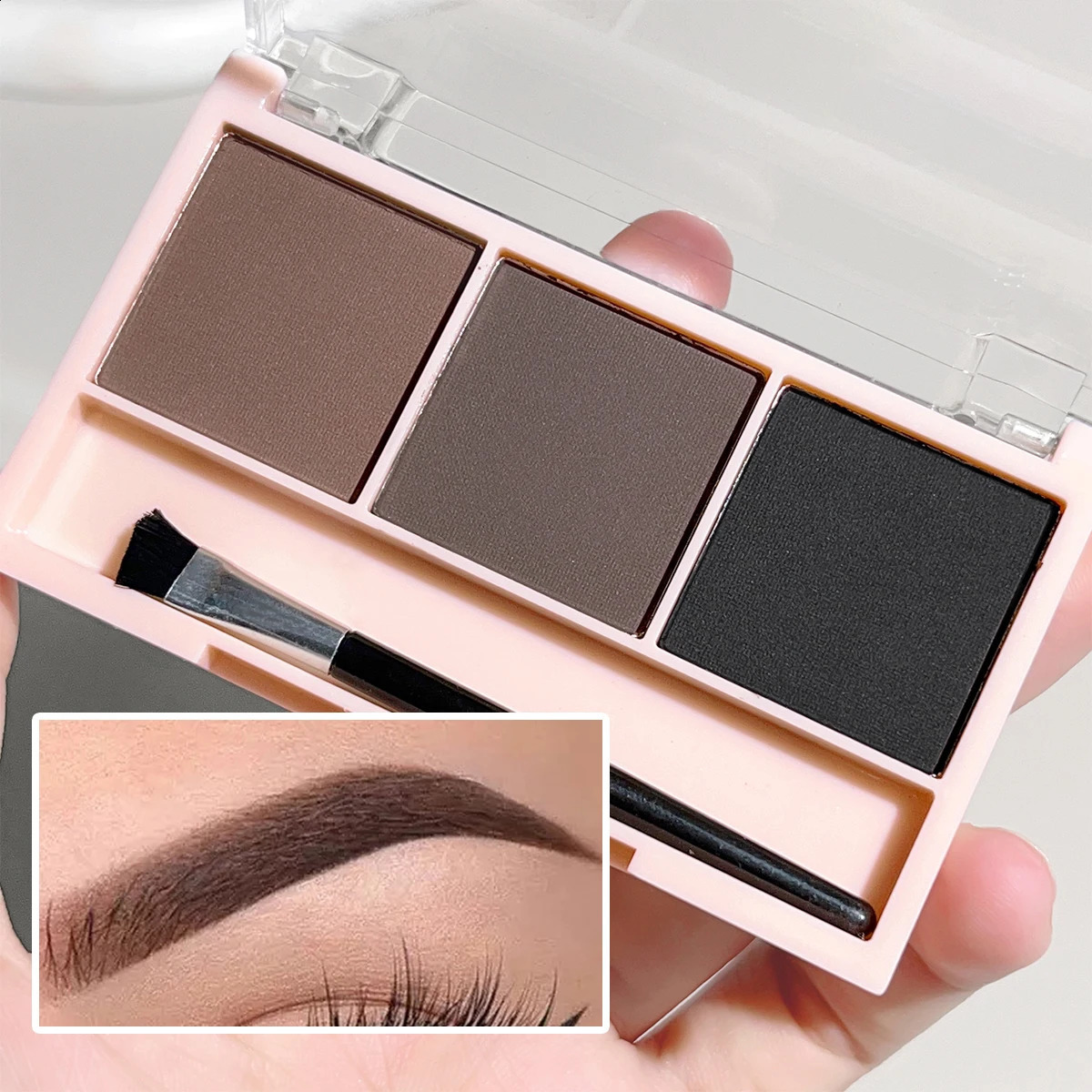 3-Color Brow Powder Set with Brush - Long-lasting color-resistant versatile contour makeup set for natural three-dimensional 260626