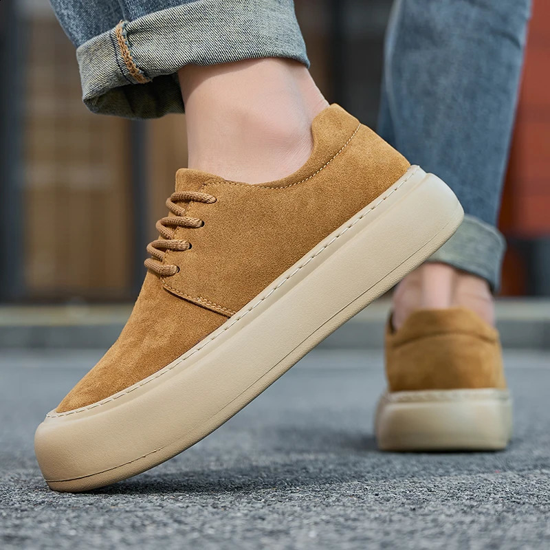 2026 Genuine Leather LaceUp Shoes Men Thick Bottom Casual Suede Fashion Comfy Minimalist Walking Oxford 260626 - view 4