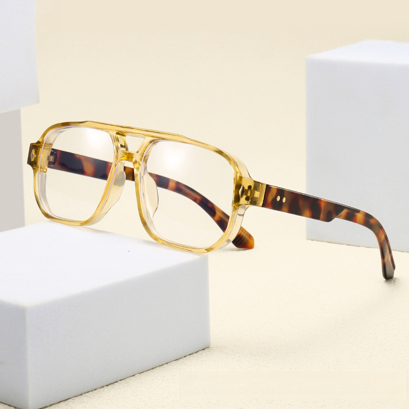 Men's Designer Fashion Double Beam Rice Nail Pilot Men's Casual Square Box Glasses Trend Anti Blue Light High-end Feeling Eyeglass Frame Squ - view 8