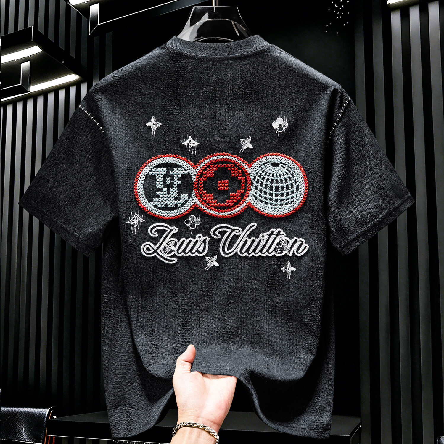 High-End Men's Designer T-Shirt With Brush Print And Distressed Details, New Model, Trendy Light-Luxury Half-Sleeve Shirt - view 3