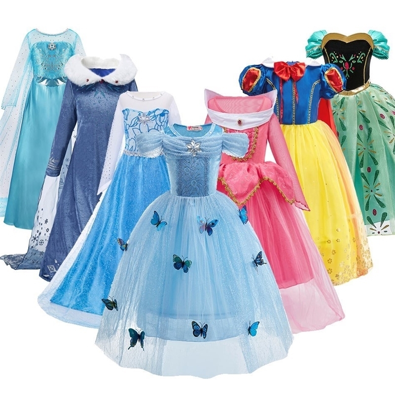 Anna Elsa Costume Children Princess Dress for Girls Kids Cosplay Snow White Christmas Carnival Party Disguise Outfit 260617