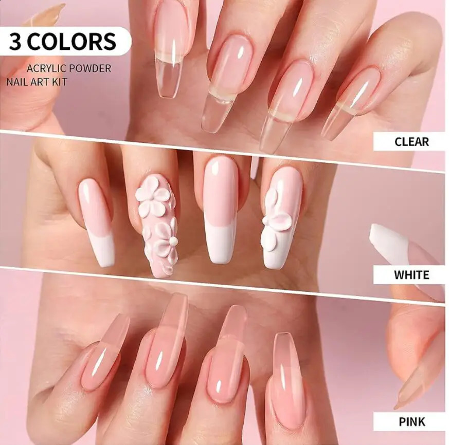 120ML Acrylic Nail Art Powder Clear Pink White Carving Crystal Polymer Professional Long-Lasting UV Polish Extend/Dipping Dust 260626 - view 6