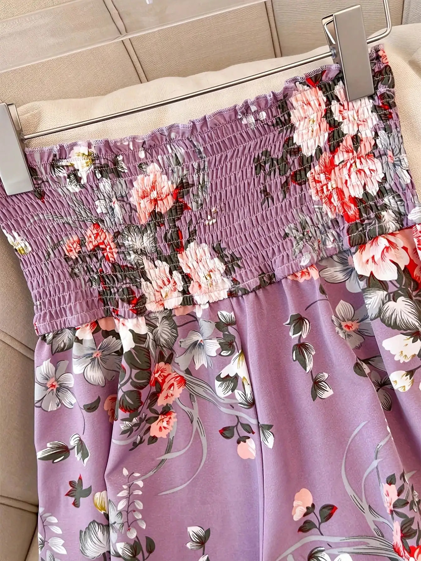 2026 casual and elegant Bohemian style wide leg elastic waist printed loose comfortable pants 260625 - view 4