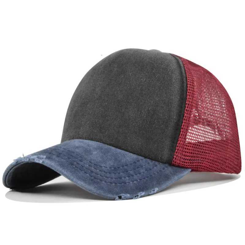 Broken New Unisex Color Block Style Baseball Hats Distress Breathable Mesh Sunshade Retro Trucker Caps Versatile Simple Fashion M260626 - view 6