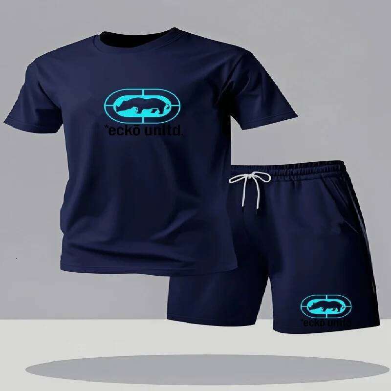 New Summer Casual T-Shirt and Shorts Relaxed Fit Men's Short-Sleeve Breathable Athletic Two-Piece Set 26Y0626 - view 1
