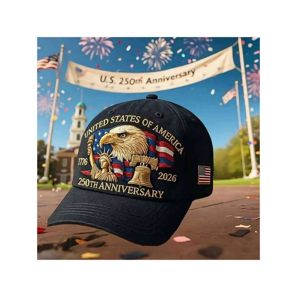 250th Anniversary Patriotic Baseball Cap Embroidered Eagle 1776-2026 American Flag Design W260626 - view 4