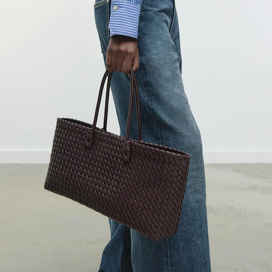 Fashion n Woven Shopper Bag Top Handle Tote Solid Color Womens Handbags Daily Shoulder Bags Clutch Purse Sac 260612 - view 3