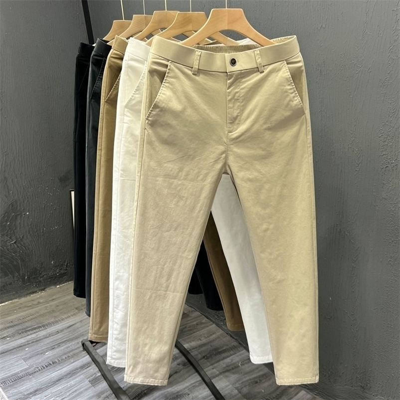 Mens Summer Thin Pants Straight Simple White Casual Man Clothing Trendy Slim-fitting Cargo Pants 260625 - view 3
