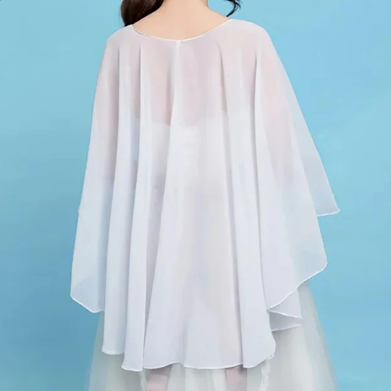 Womens Chiffon Cape Bolero Femme Mariage Chalas Mujer Evening Wedding Bridal Jacket Wraps Accessories Peleryna Cloak Boda Shawl 260625 - view 6
