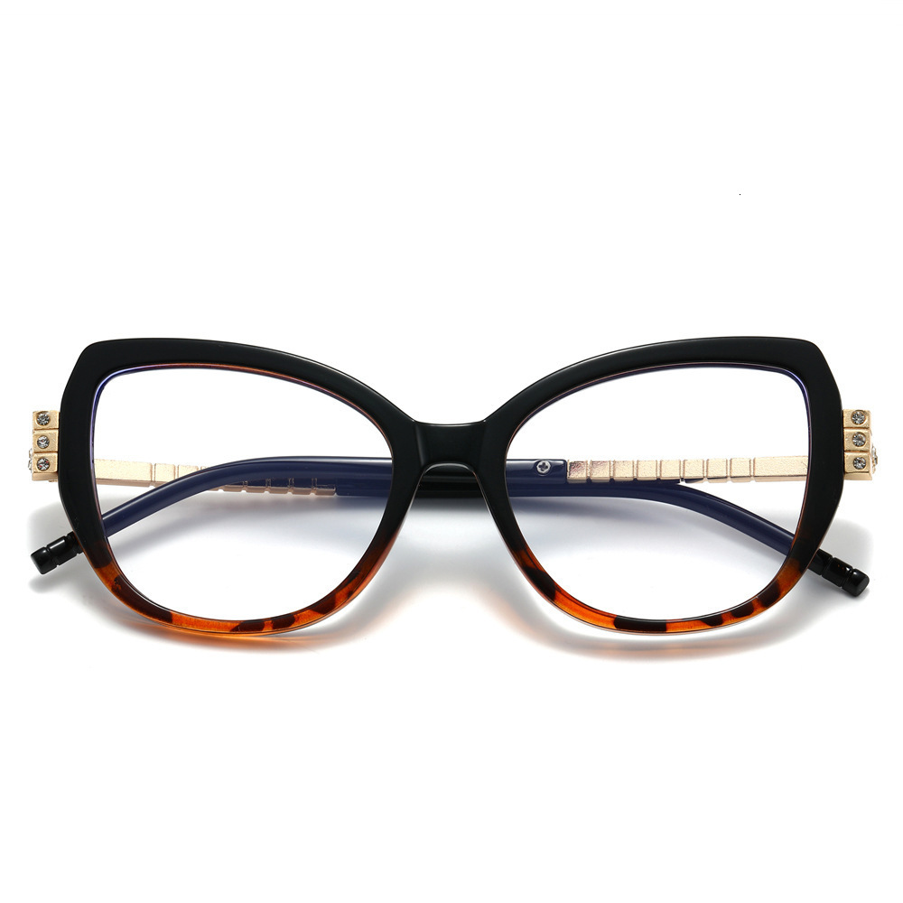 2026 New Cat-Eye European And American Style, Large Frame, Fashionable PC Metal Chain, Export Flat Lens Glasses - view 3