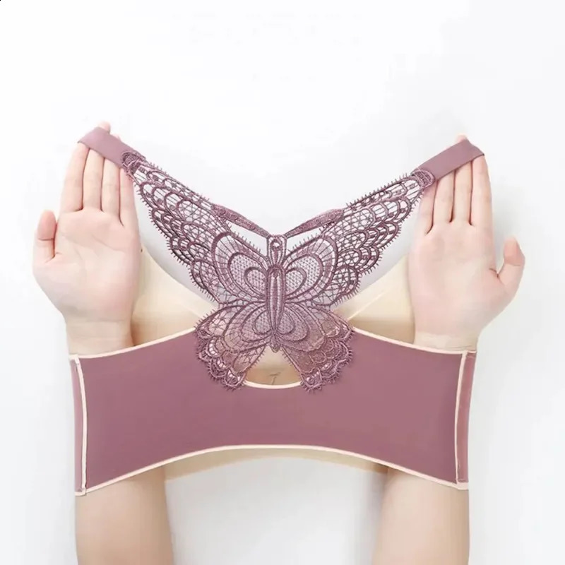 Padded Seamless Butterfly Lace Womens Brassiere Push Up Underwear Shockproof Comfortable Beautiful Back Sports Bra Tank Top 260626 - view 5