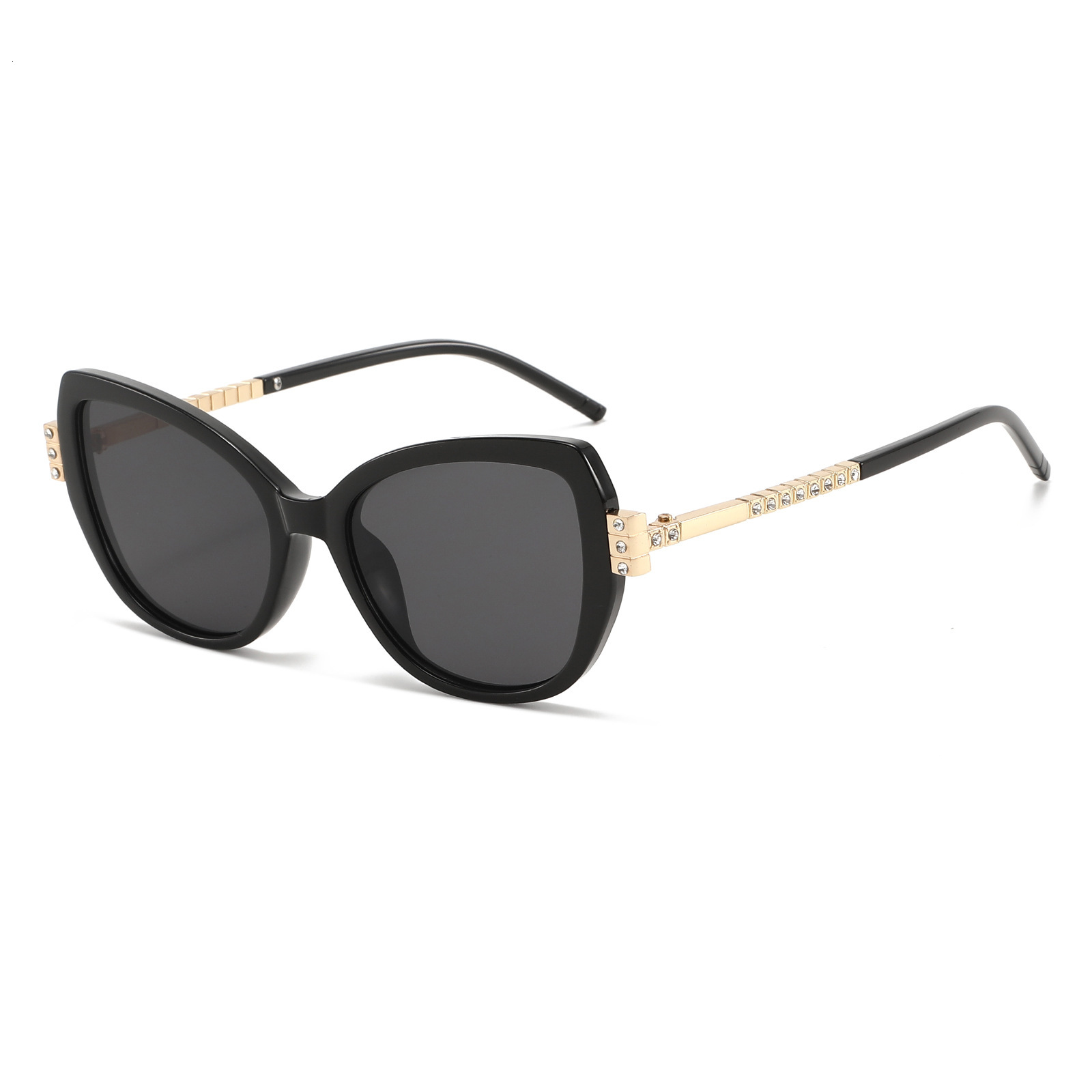 New Vintage Cat-Eye Sunglasses, European And American Style, Unique Street Fashion, High-End Luxury, Diamond-Embellished, UV Protection Sunglasses
