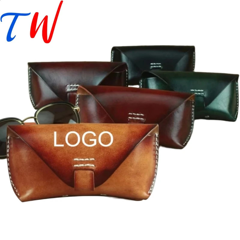 LaseEngraved Custom Vintage Sunglass Case-Handcrafted Cowhide Belt Bag with Magnetic BuckleRetro Leather Eyewear Organizer 260625