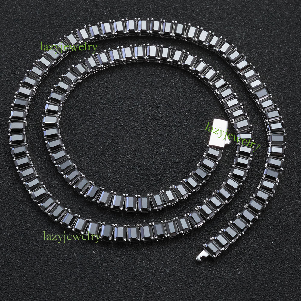 Designer custom 6mmVVS Moissangite Rectangular tennis necklace Full diamond ice crystal Hip Hip Chain bracelet men's necklace - view 5