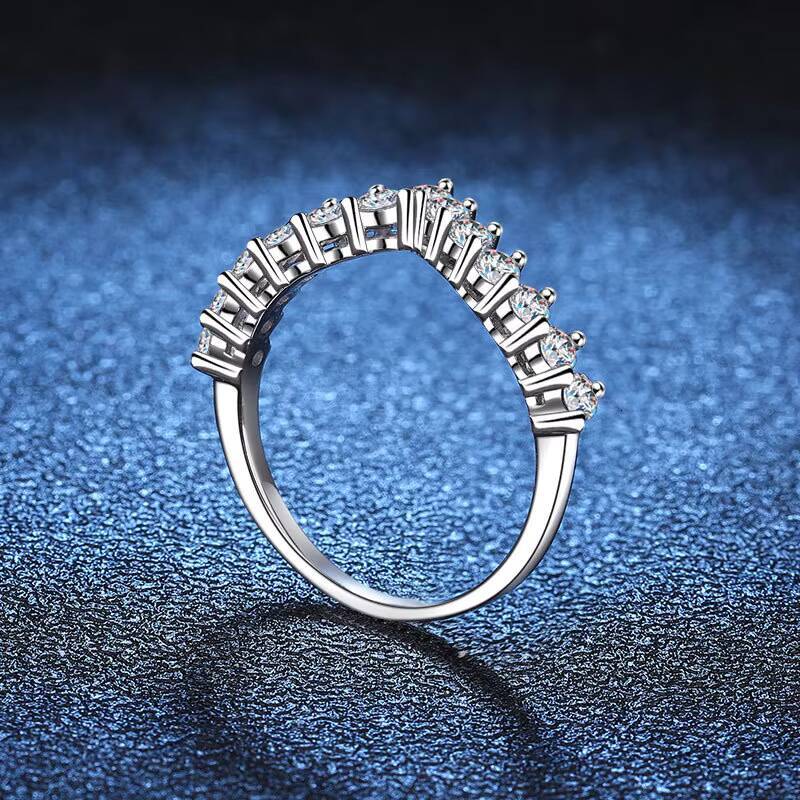 WZ024 Fine D Color VVS Plated Platinum 925 Sterling Silver Ring Jewelry Round Cut Moissanite Wedding Engagement Ring for Women - view 4