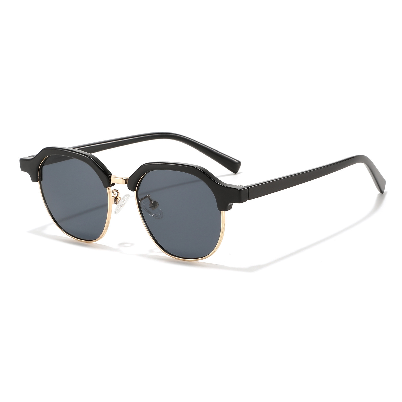 20 New Oval Half-Frame Eyebrow Sunglasses, European And American Fashion, High-End Retro Street Style Trendy Sunglasses