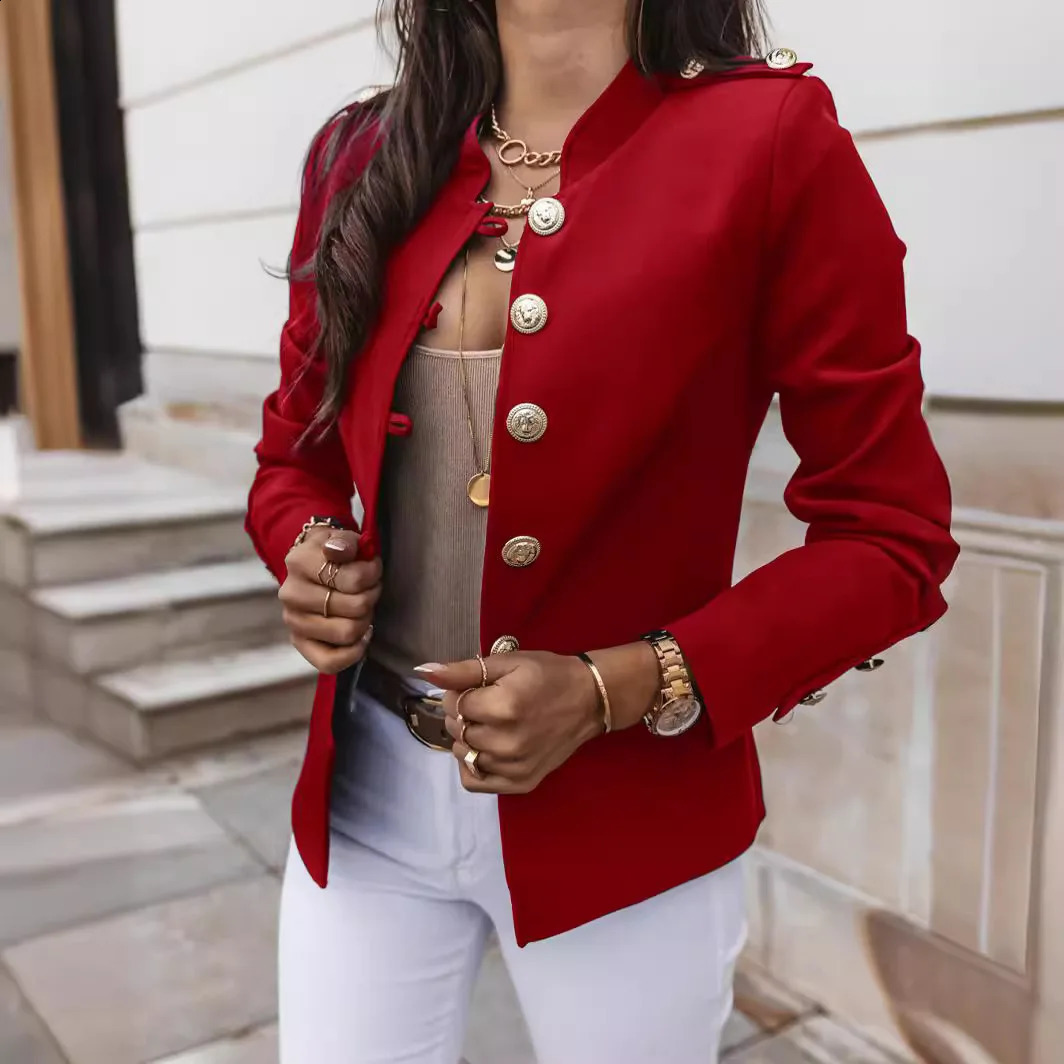 Womens Blazers Longsleeved Suit Tops Fashion Slim Buttons Casual Sblazer Street Office Coats for Female 260626 - view 3