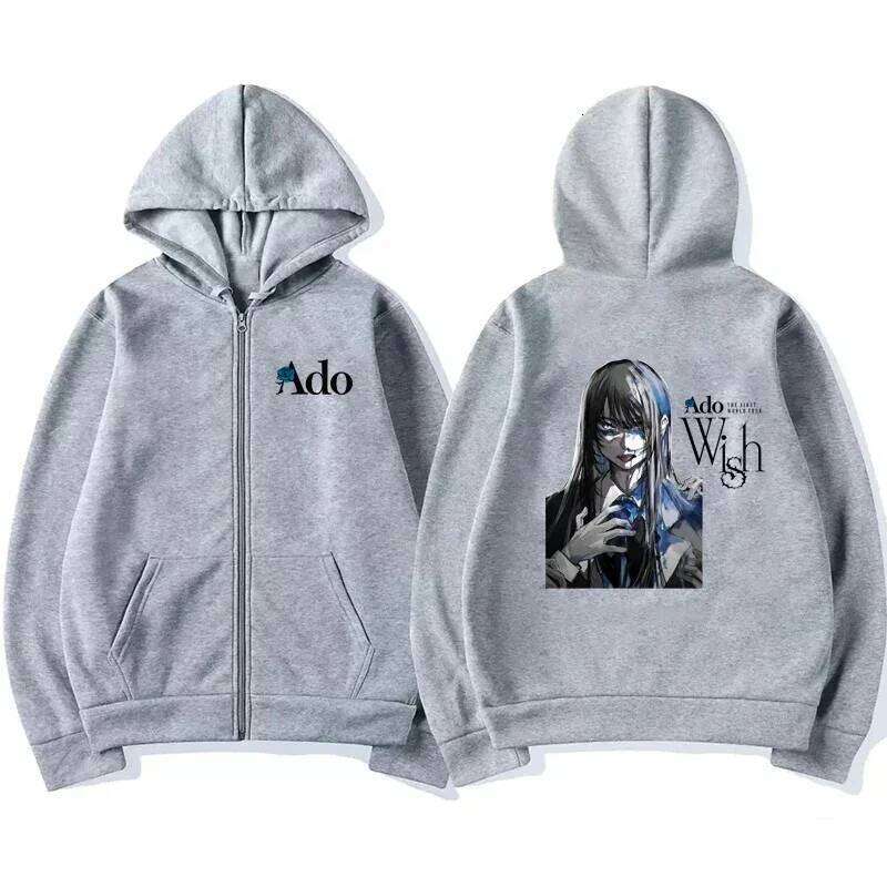 Ado Graphic Printed Zipper Autumn Winter Men Women Casual Fashion Harajuku Y2K Fleece Long Sleeve Zip-Up Hoodies W260626 - view 7