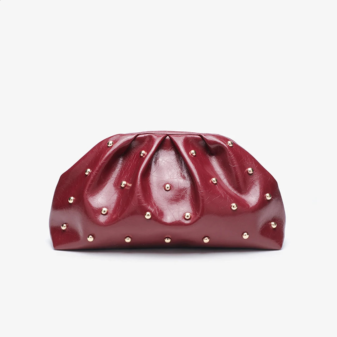 2025 Womens Zipper Handbag Fashion Simple Multifunctional Clasp Bag Mushroom Nail Large Capacity Folded Cloud Dinner 260612 - view 3