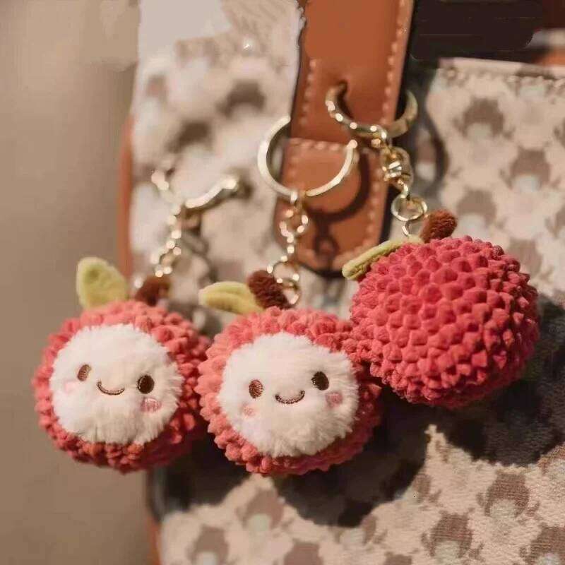 New Lychee Key Chain Cute Fruit Plushies Keychain,Soft Stuffed Plush Keyring Toys for Kids Backpack, Purse 26Y0626