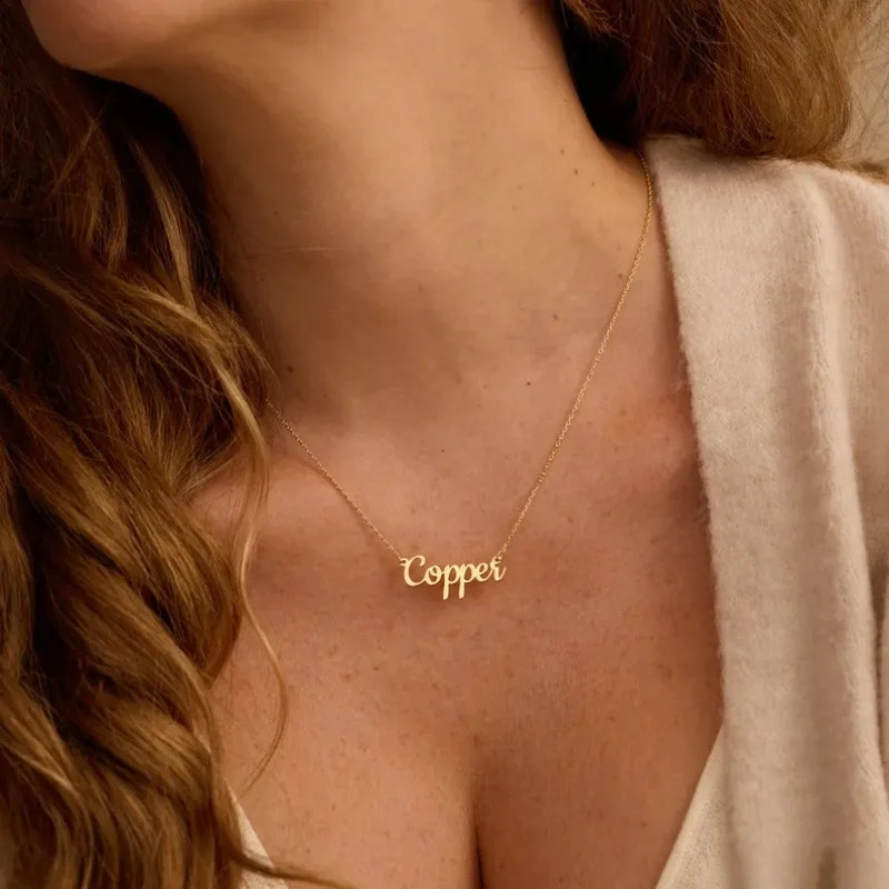 Personalized Name Necklace Custom Fashion Simple Stainless Steel Letter Gold Color Choker Pendant Nameplate Gifts 260615 - view 3