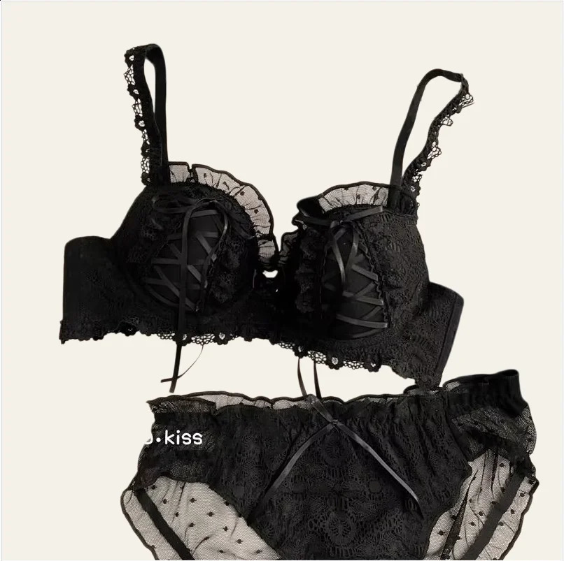 Princess Lolita Bra Set Pure Lust Lace Sexy Gathering AntiSagging Sweet Court Style Comfortable Underwired Girl 260626