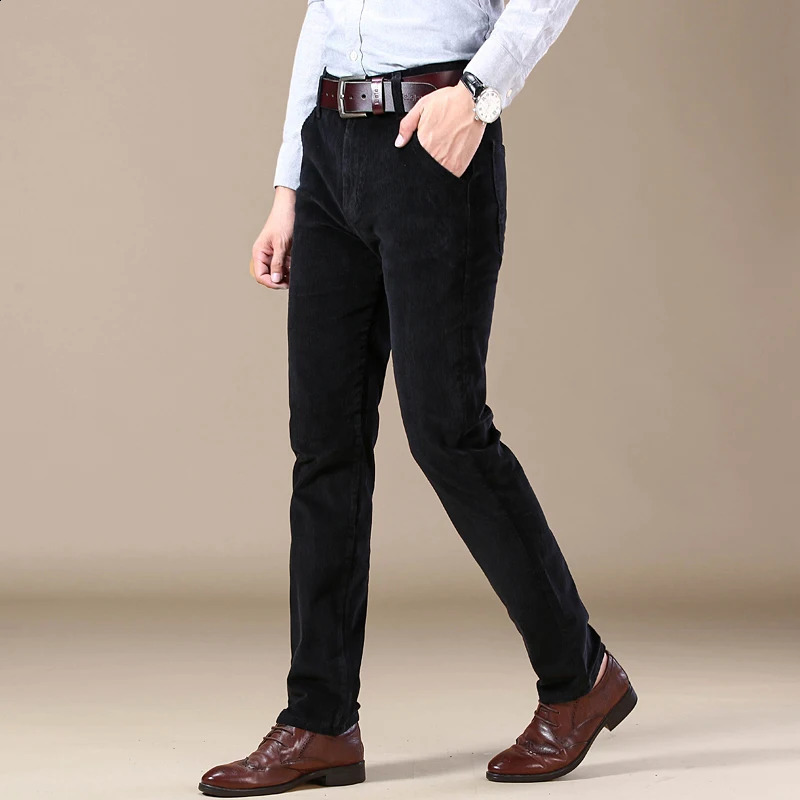 Autumn Corduroy Pants Mens Cotton Thick Slim Straight Elastic Business Casual Trousers Fashion Khaki Male Clothes 260626 - view 6