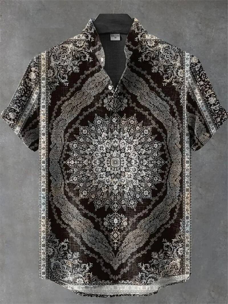 Men's Casual Shirts Polo New Vintage Ethnic Tribal Short Sleeve Mesh Top Casual Holiday Fashion Men's Shirt Hawaii - view 3