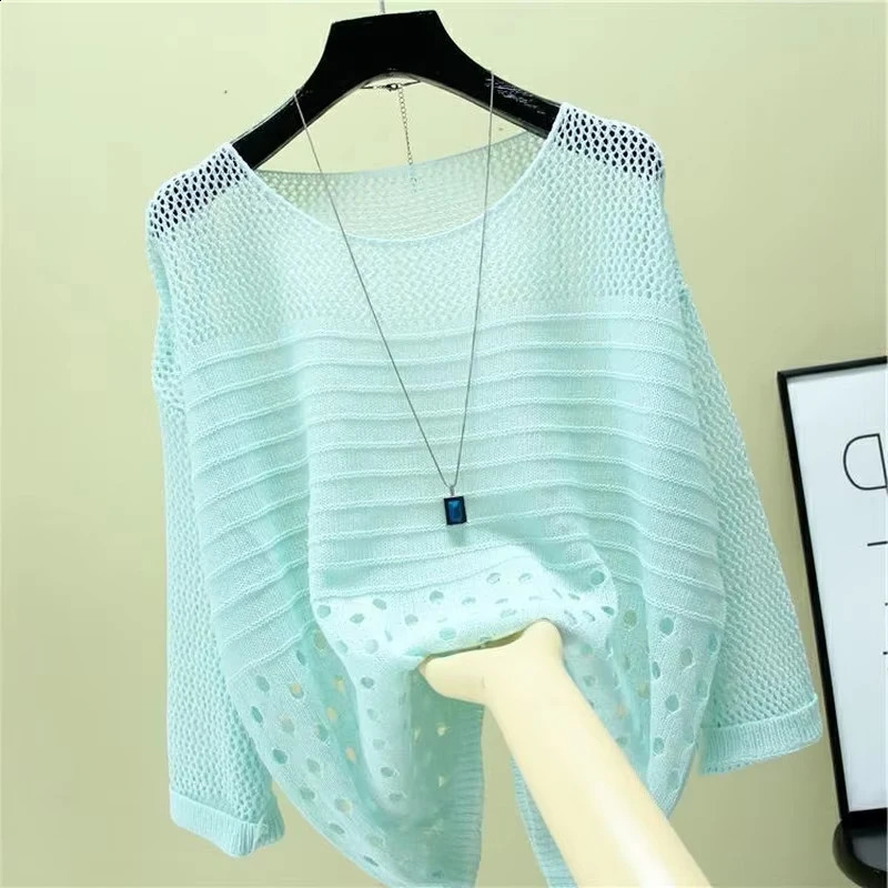 Fashion Ice Silk Women Knitted Vest Top Spring and Summer Hollow Out Thin Bottoming Sling Streetwear Clothing Simple Shirt 260626 - view 1