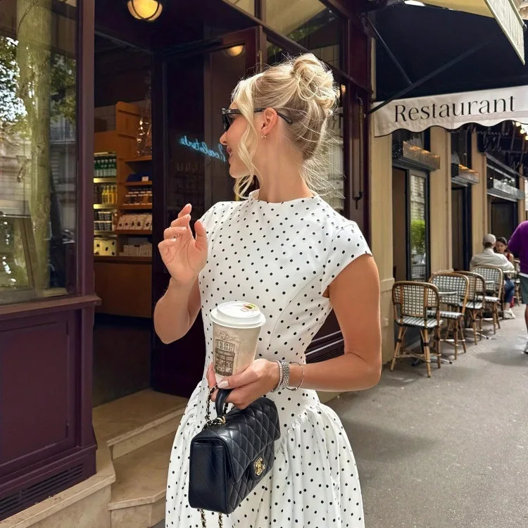 Women Long Dresses Summer Elegant Upgraded Version Casual Polka Dots Party Dress Graceful Holiday Slim Female 260625