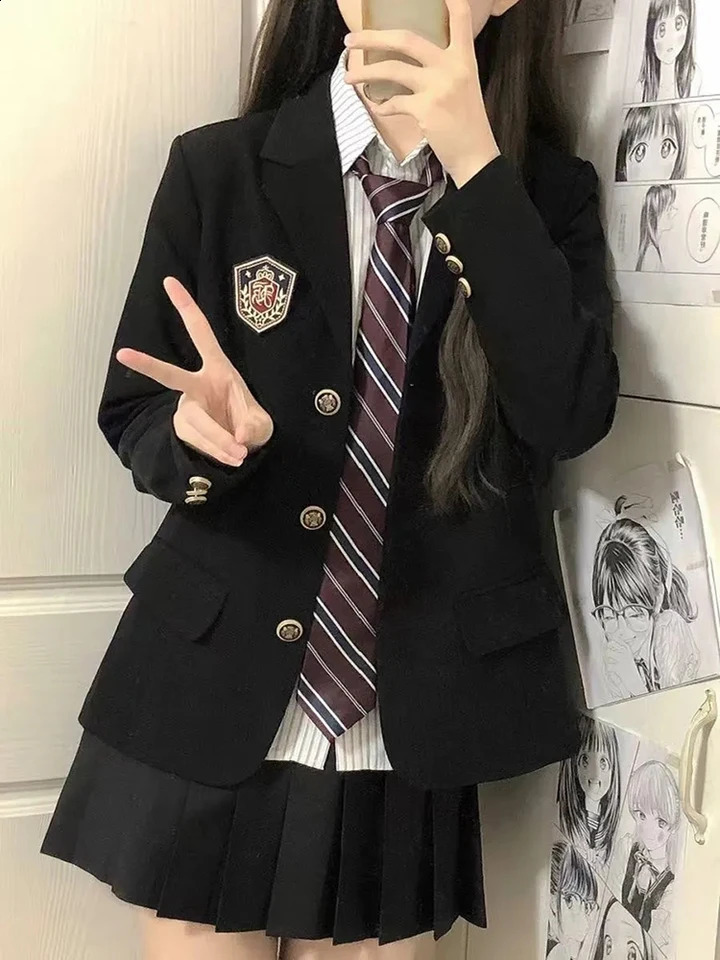 Japanese Jk Uniform Blazers Women Harajuku Epaulet Sweet Preppy Fashion Suit Jacket Fall Student Casual Button 3D Decorate Coats 260626