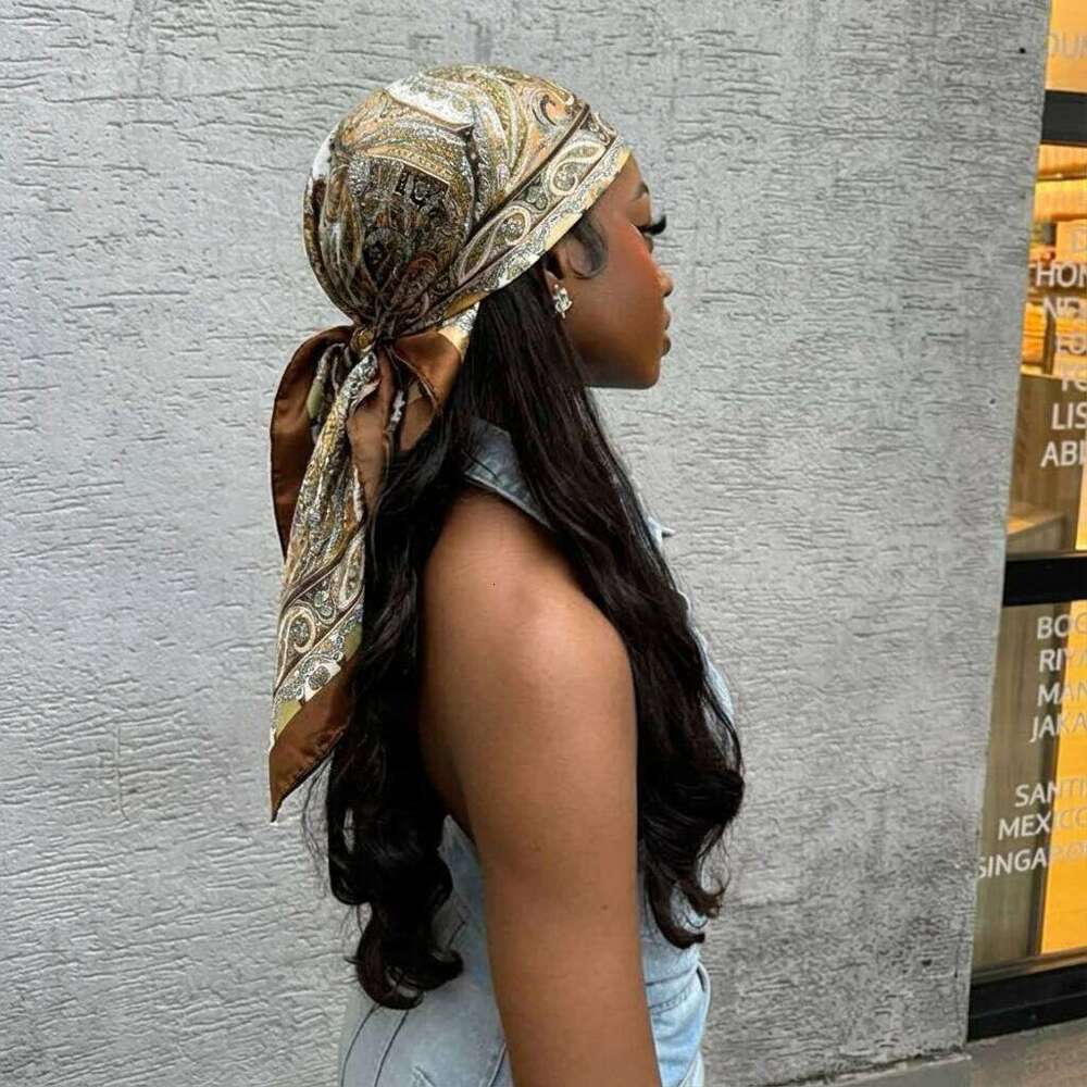 90*90cm Paisley Print Satin Hijabs for Women Luxury Square HeadScarf Bandana Cheveux Soft Neckerchief Hijab Hair Scarves 26Y06226 - view 3