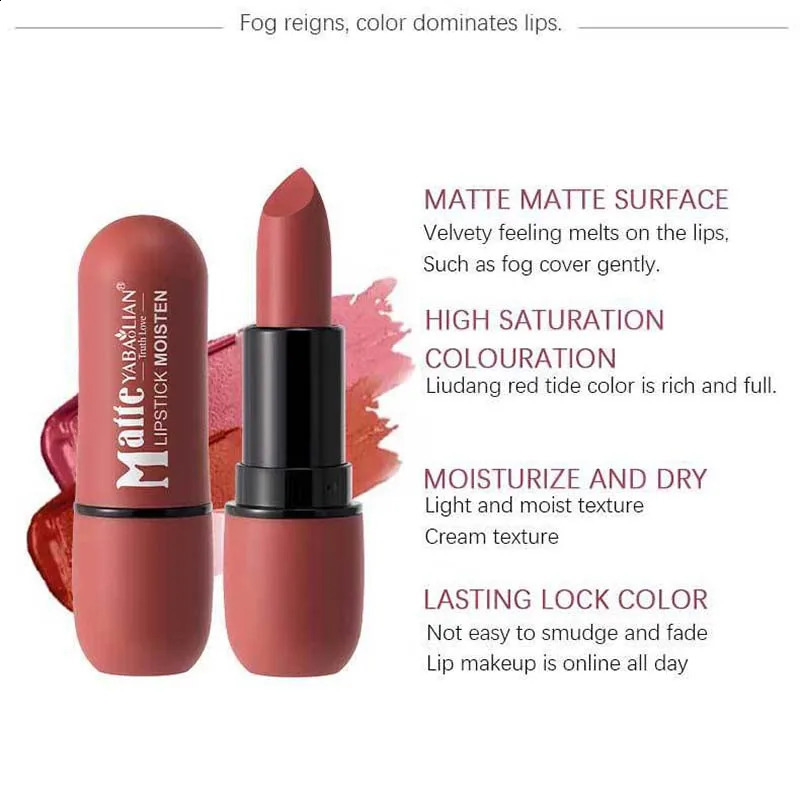 6-Color Matte Lipstick Velvet Lip Color Smooth Waterproof Long-Lasting Color Lip Makeup 260626 - view 6