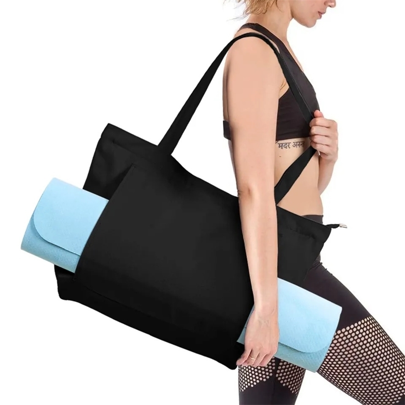 Yoga Bag Womens Sports Bag Yoga Mat Bag Carryall Canvas Tote for Pilates Shoulder for Travel Office Beach Workout 260622CJ