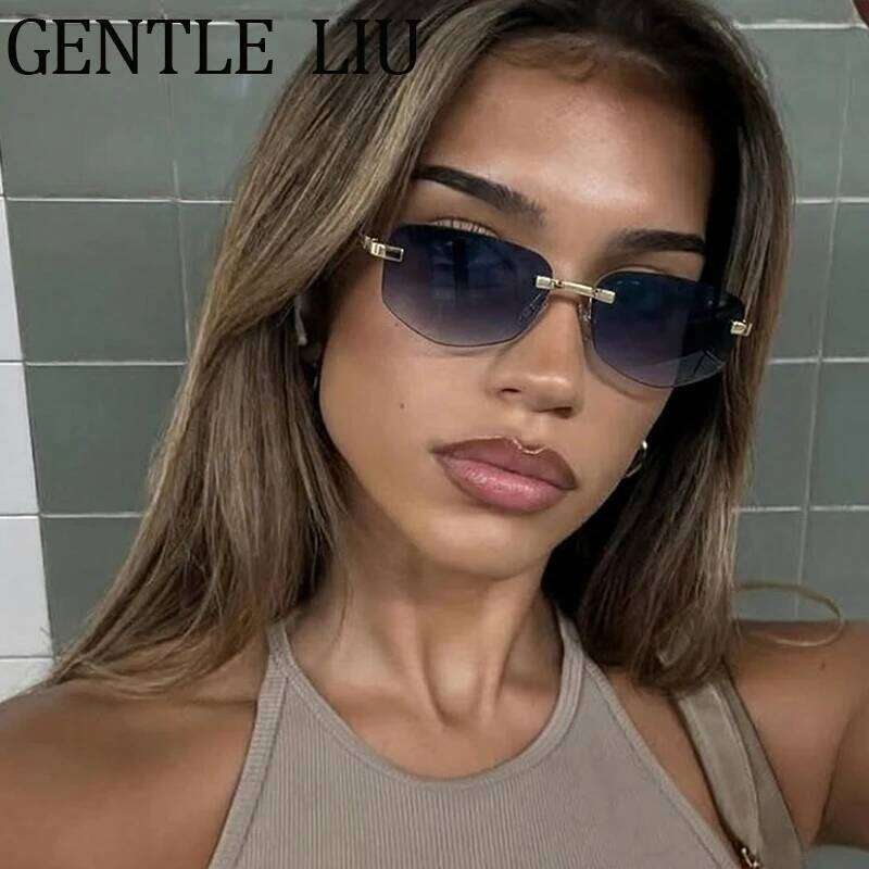 Steampunk Rimless Polygon Sunglasses Women 2026 Luxury Brand Classic Geometric Sun Glasses Metal Driving Fashion Eyewear Shades 26Y0626 - view 3
