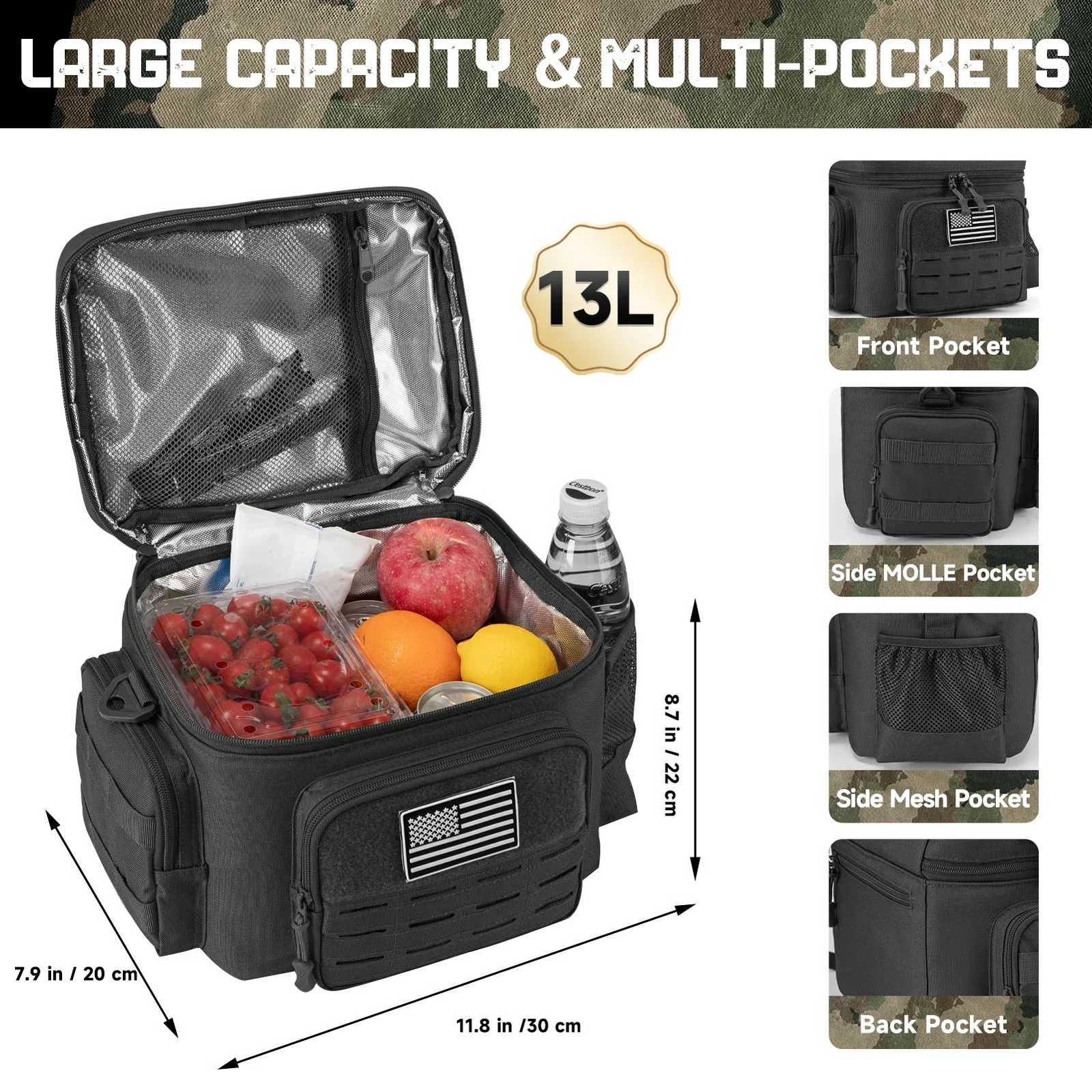 Cooler 13L Tactical Bag Thermal Picnic Cooler Box Camping Lunch Bag Outdoor Heavy Duty Lunch Box Cooler Backpack Camping Storage M260626 - view 3