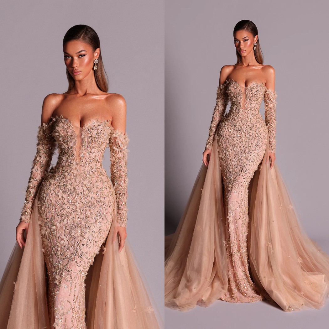 Luxury Prom Dresses Sweetheart Appliques Lace Detachable Train Mermaid Party Evening Gowns Customized Back-to-school Uniform