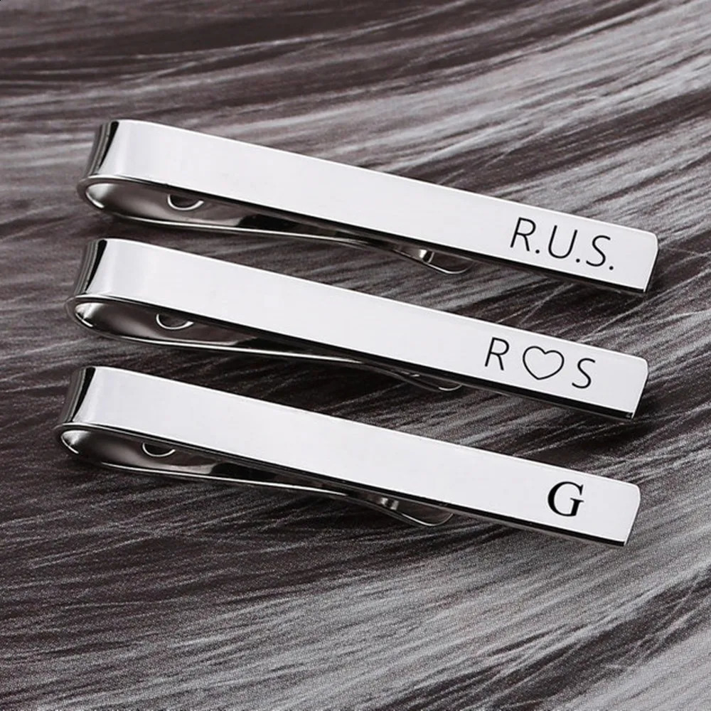 Personalized Name Tie Clips Mens Stainless Steel Custom Tie Bar Boyfriend Jewelry Groomsmen Gift Engraved Tie Clip For Dad 260626 - view 5