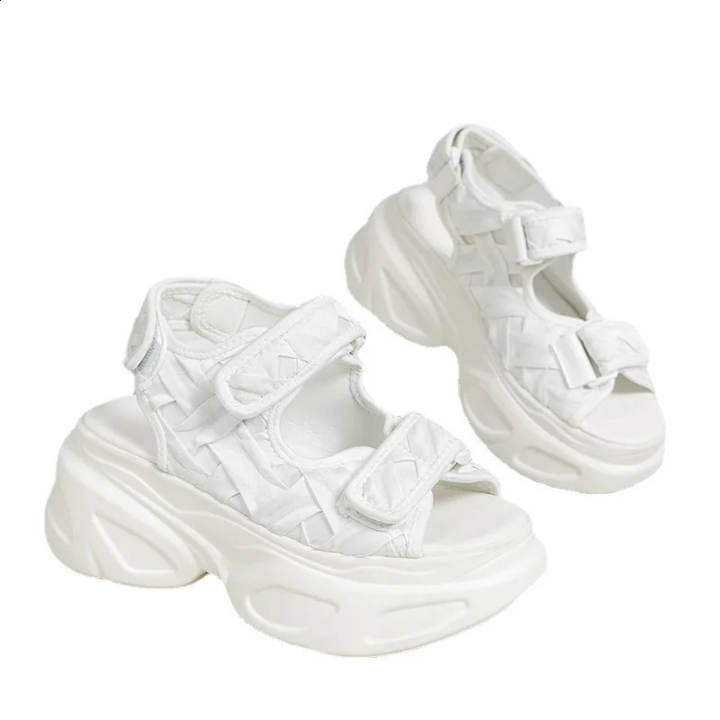 White Platform Sandals Women Chunky Thick Sole Summer Fish Mouth Heightraising Wedge Beach Shoes Woman Sandal 260626 - view 6